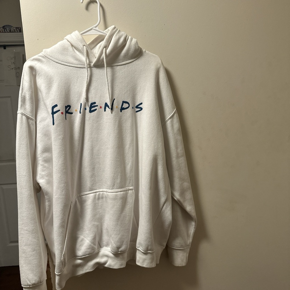 FRIENDS White Hoodie with Blue Logo